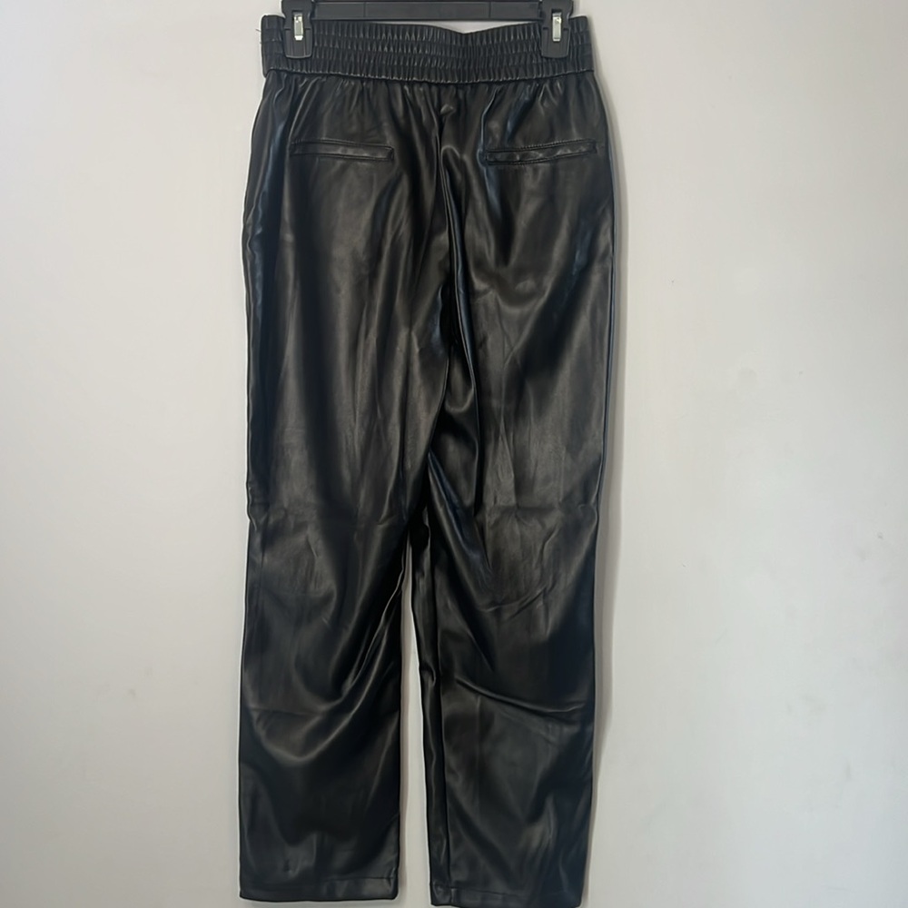 Maison d'Amelie Womens High Rise Pull On Straight Ankle Black Faux Leather Pants - Picture 6 of 8